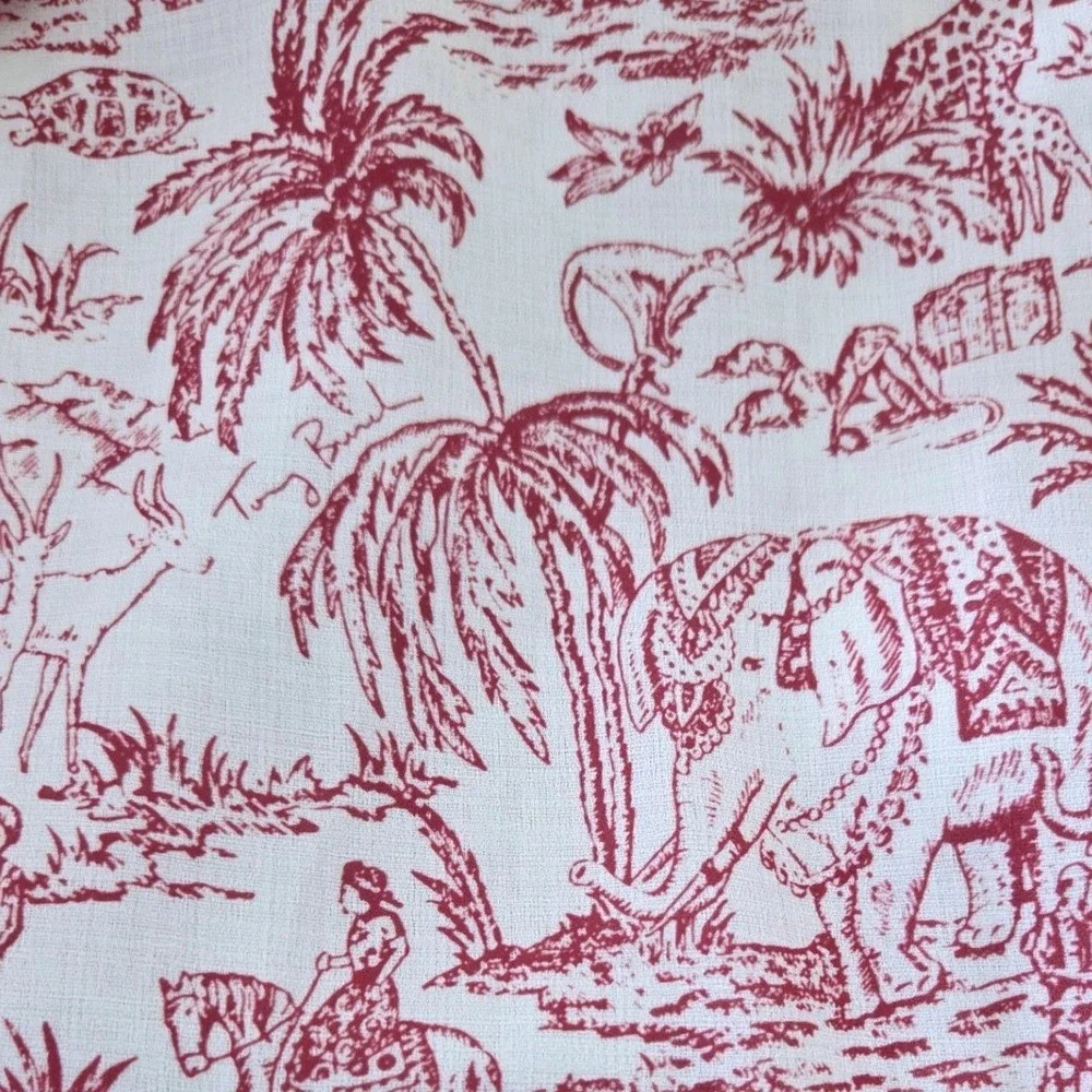 Tory Burch Far and Away Safari Toile Ruffle Tier Cotton Maxi Dress Sz L
